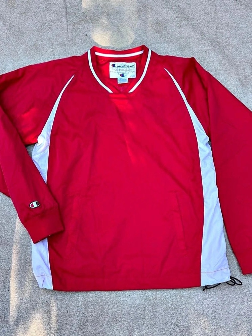 Champion B2410-072 Color Block Windbreaker Red & White Size Small